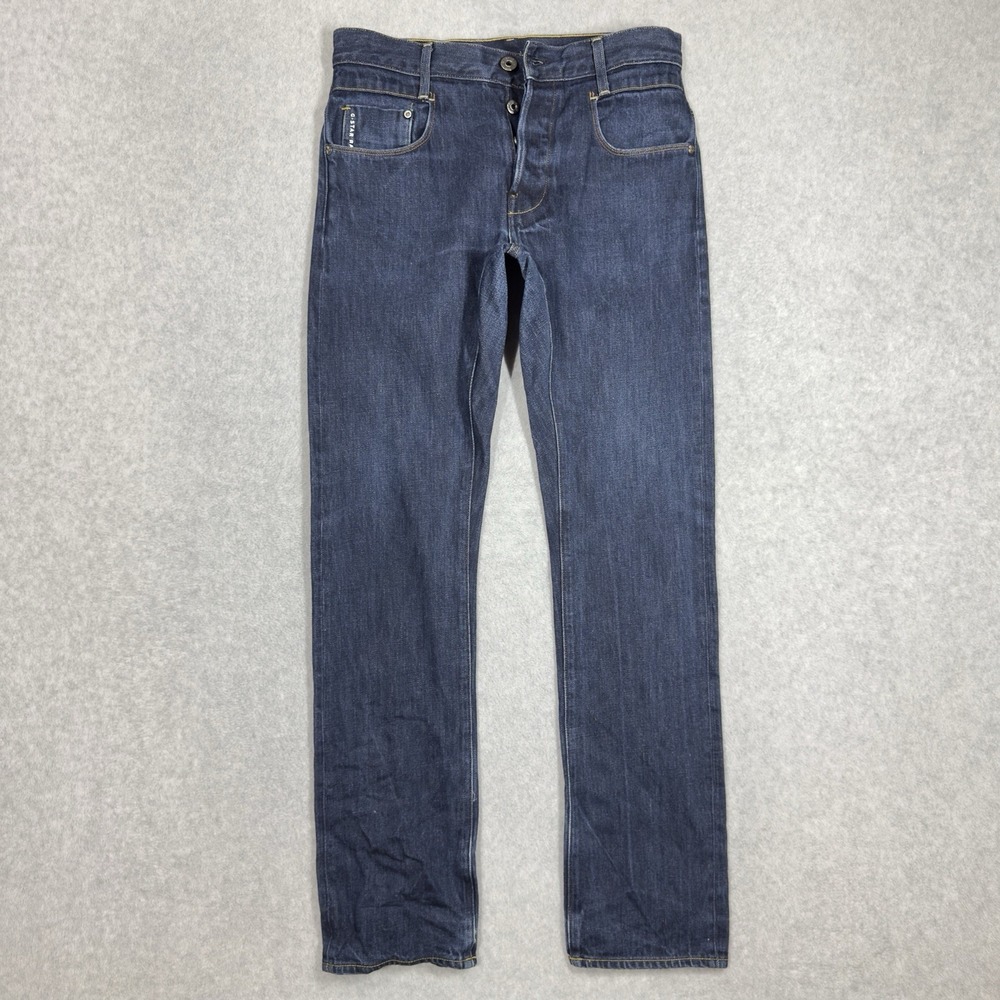 G-Star Raw New Radar Slim Jeans Mens 32x34 Dark Wash Straight Leg Button Fly